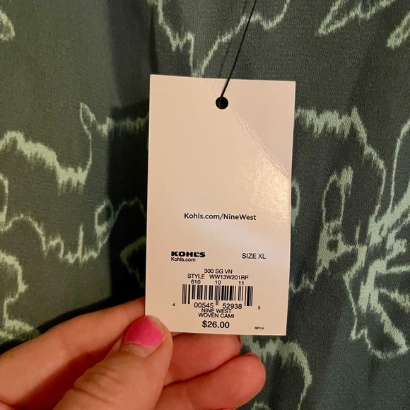 NWT Nine West Teal Floral Camisole - Picture 2 of 3